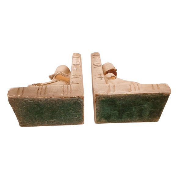 Bookend Set Dutch Boy & Girl Sitting on Books Ceramic Chalkware Nursery Children - Picture 12 of 12
